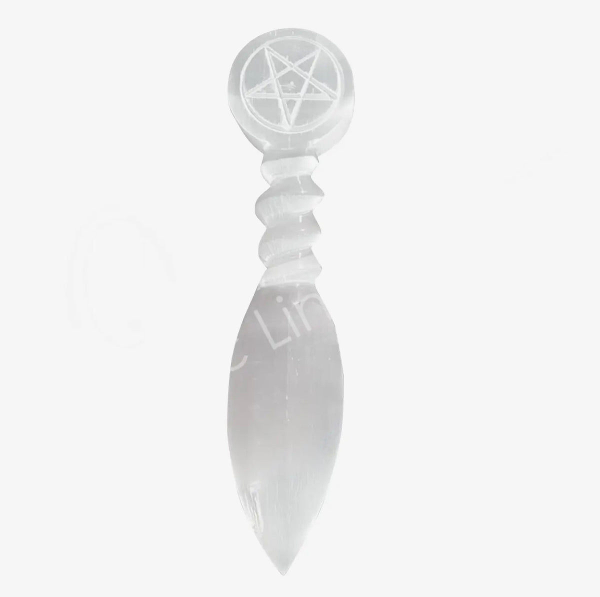 Ritual Selenite Athame – Pentacle Engraved